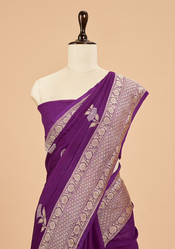 Purple Butta Saree In Georgette