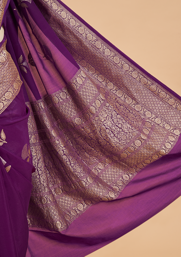 Purple Butta Saree In Georgette