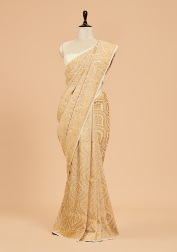 Off White Jaal Saree In Georgette