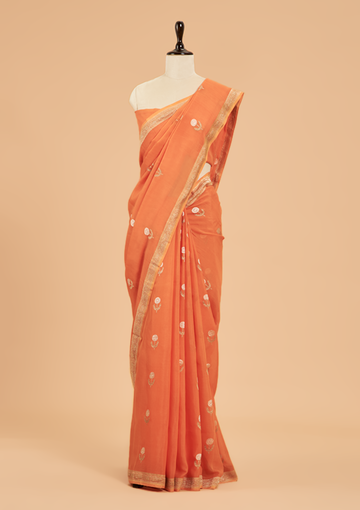 Orange Butta Saree In Georgette