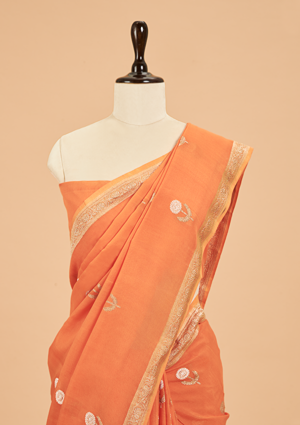 Orange Butta Saree In Georgette