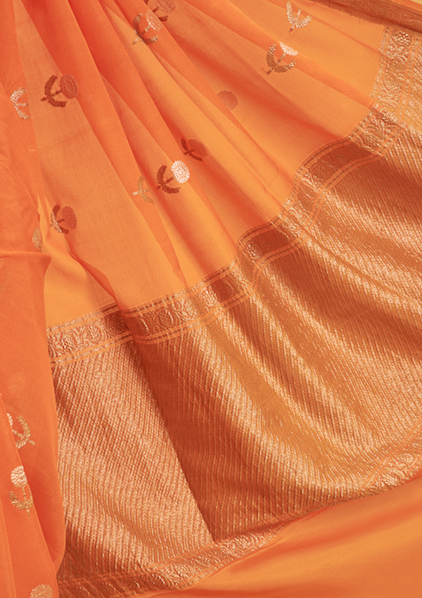 Orange Butta Saree In Georgette