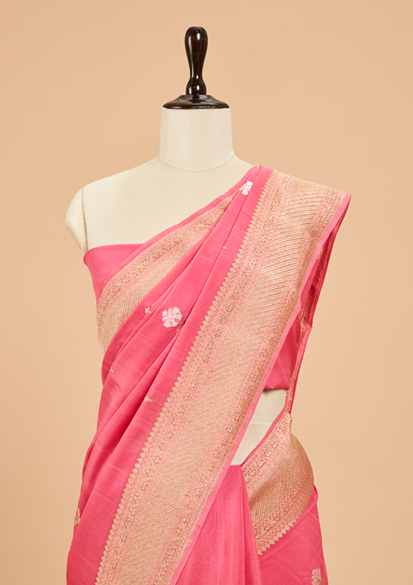 Gajar Pink Butta Saree In Georgette