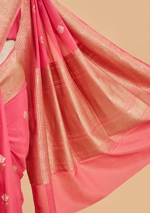 Gajar Pink Butta Saree In Georgette