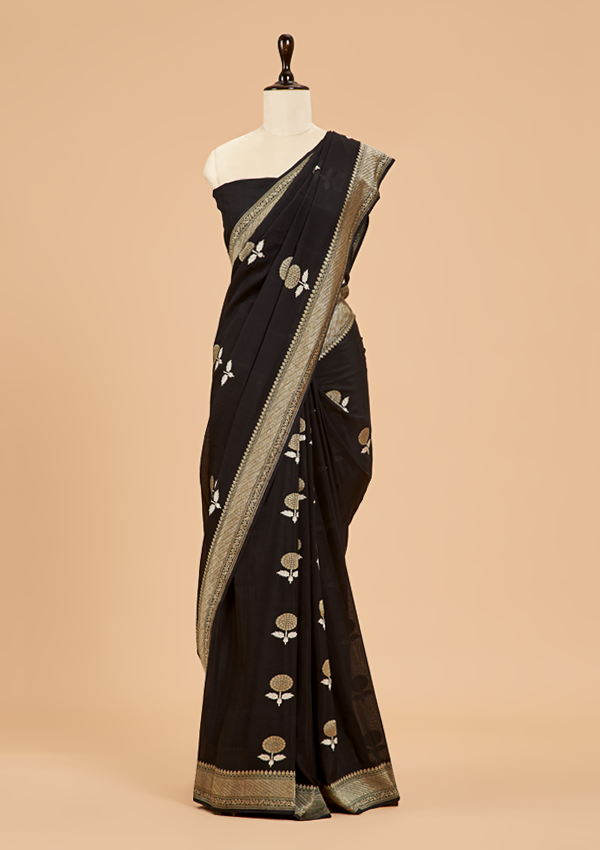 Black Butta Saree In Georgette