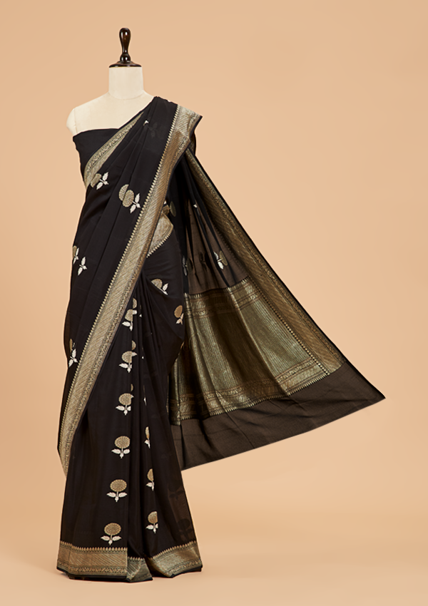 Black Butta Saree In Georgette