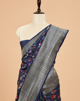 Navy Blue Jaal Saree in Georgette Tussar