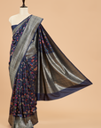 Navy Blue Jaal Saree in Georgette Tussar