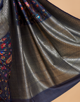 Navy Blue Jaal Saree in Georgette Tussar