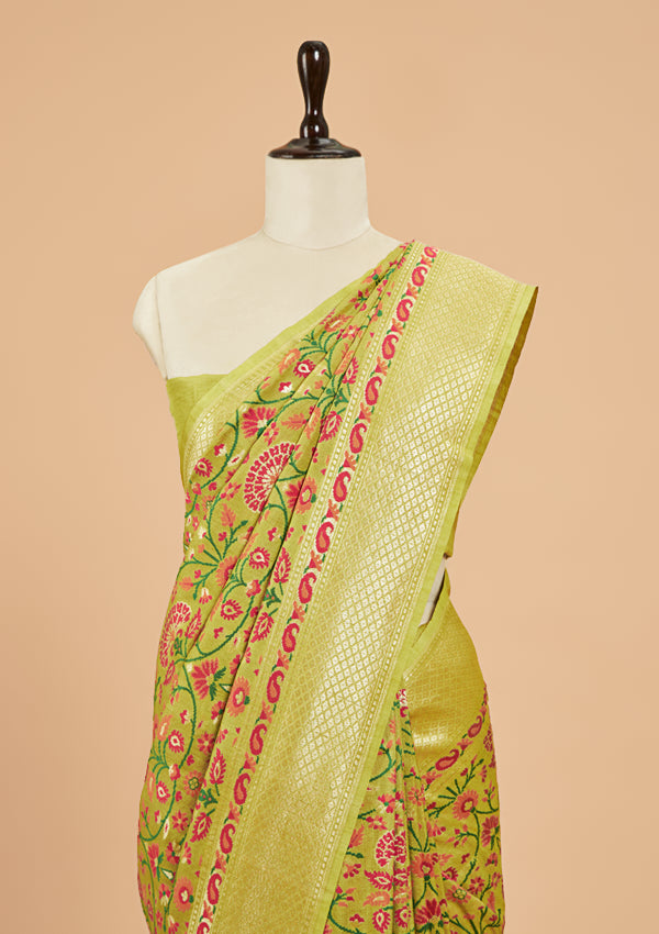 Lemon Jaal Saree in Georgette Tussar