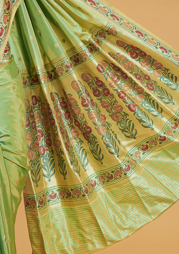 Sea Green Butti Saree in Silk