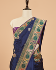 Navy Blue Butta Saree in Silk