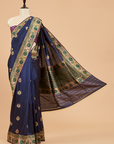 Navy Blue Butta Saree in Silk