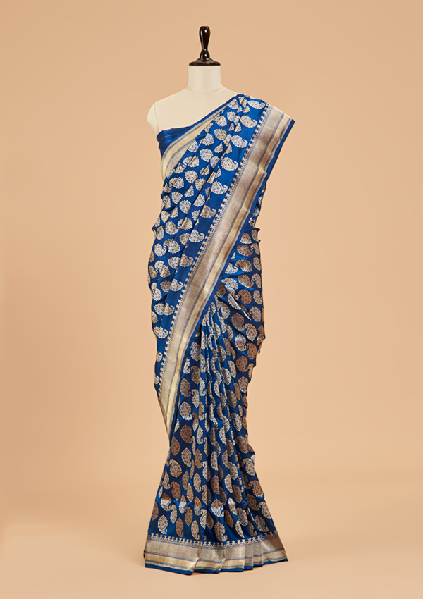 Royal Blue Butta Saree in Silk