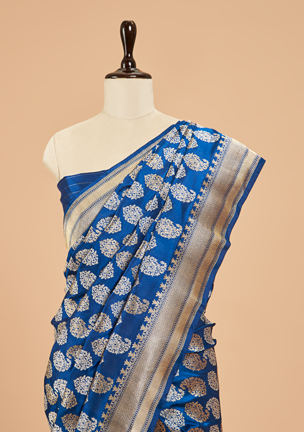 Royal Blue Butta Saree in Silk