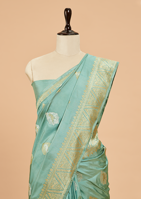 Sea Green Butta Saree in Silk