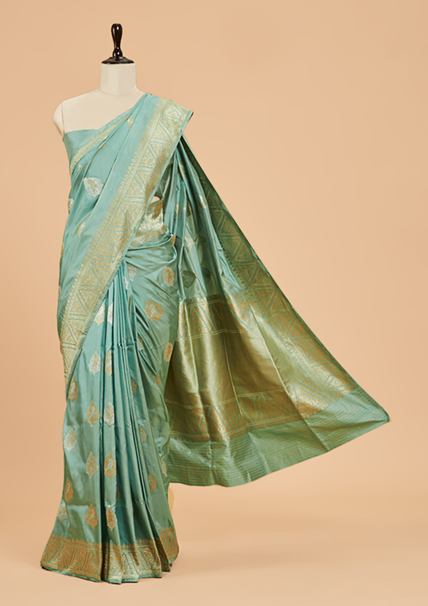 Sea Green Butta Saree in Silk