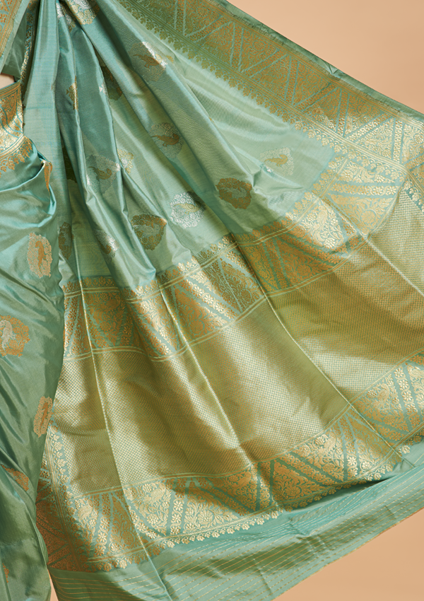 Sea Green Butta Saree in Silk