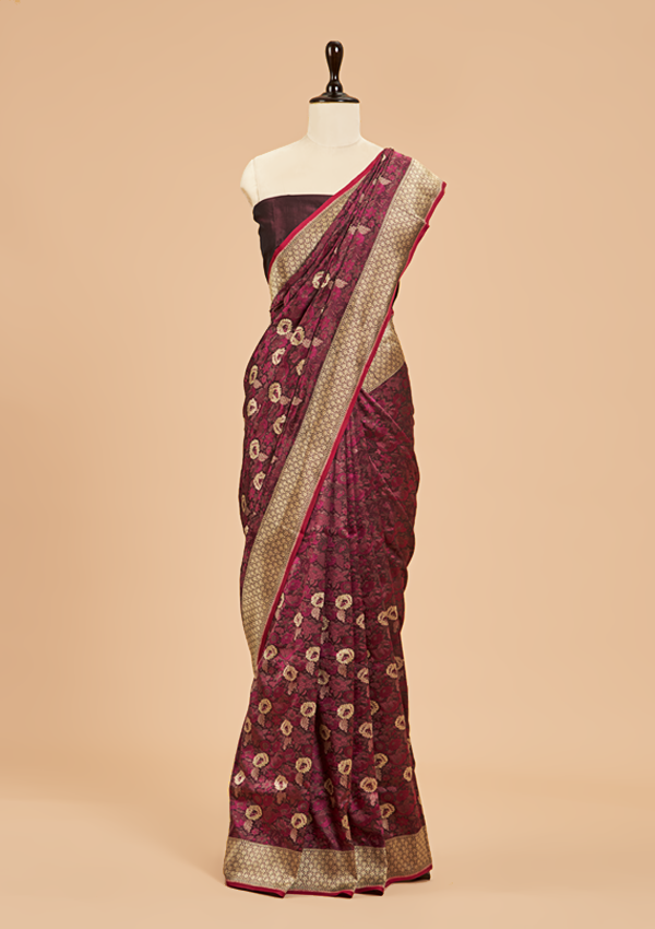 Wine Butta Saree in Silk