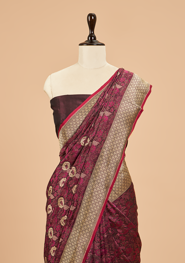 Wine Butta Saree in Silk