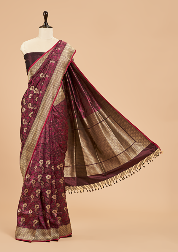 Wine Butta Saree in Silk