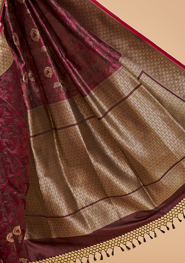 Wine Butta Saree in Silk