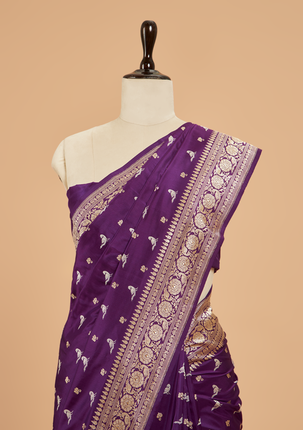 Purple Butti Saree in Silk