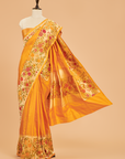 Golden Plain Saree in Silk