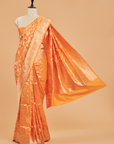 Orange Jaal  Saree in Silk