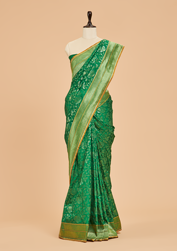 Green Jaal Saree in Silk