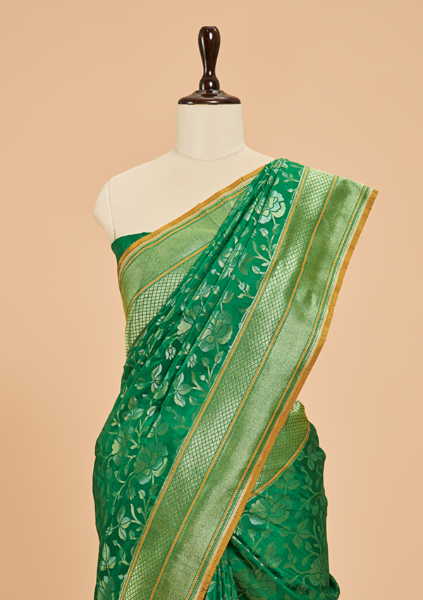 Green Jaal Saree in Silk