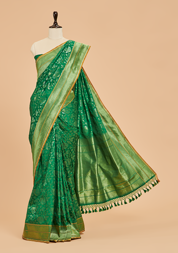 Green Jaal Saree in Silk