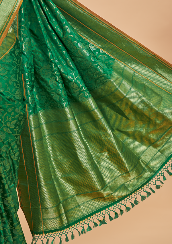 Green Jaal Saree in Silk