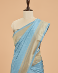 Sky Blue Plain Saree in Silk