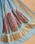 Sky Blue Plain Saree in Silk