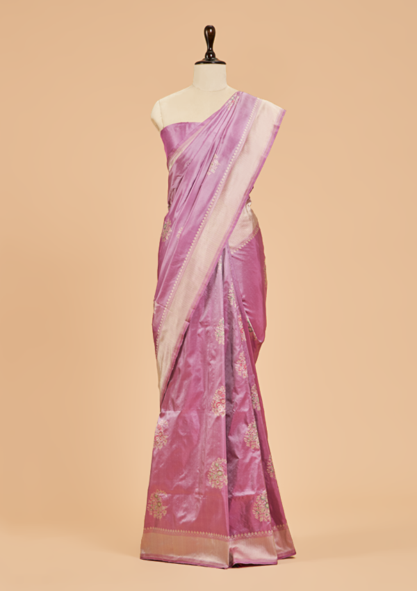 Mauve without Zari Butta Saree in Silk