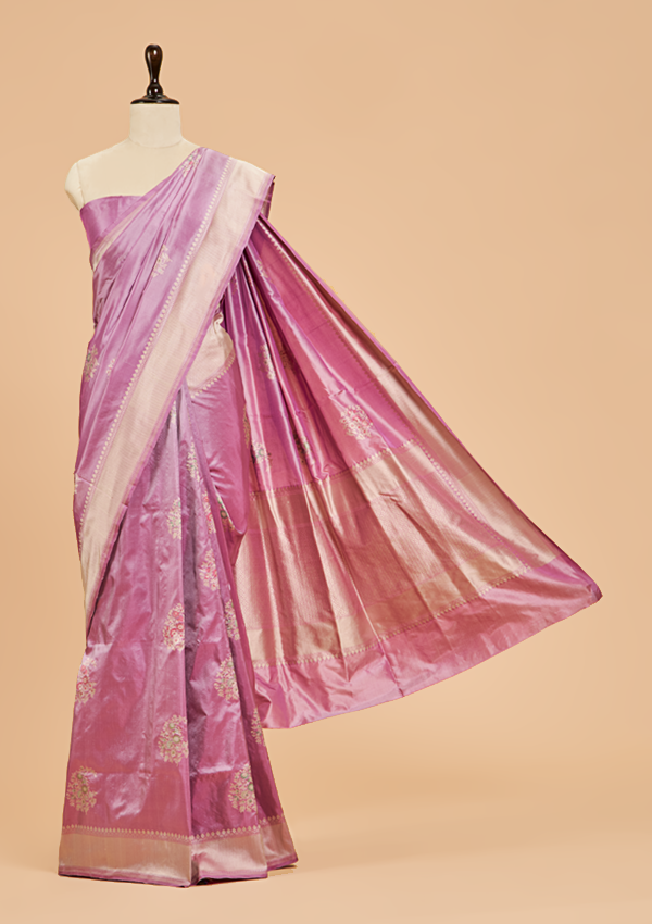 Mauve without Zari Butta Saree in Silk