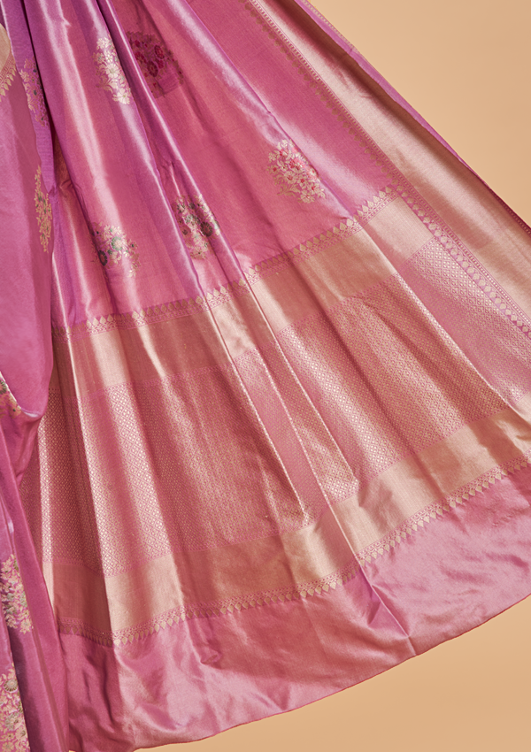 Mauve without Zari Butta Saree in Silk