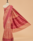 Peach without Zari Saree in Silk