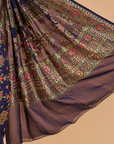 Navy Blue Jaal Saree in Georgette