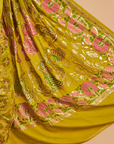 Olive Green Jaal Saree in Georgette