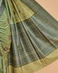 Jade Green without Zari Saree in Silk