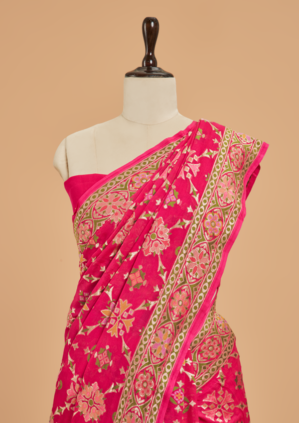 Rani Pink Meenakari Jaal Saree in Georgette