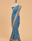 Royal Blue Brocade Saree in Georgette