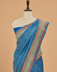 Royal Blue Brocade Saree in Georgette