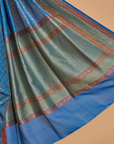 Royal Blue Brocade Saree in Georgette