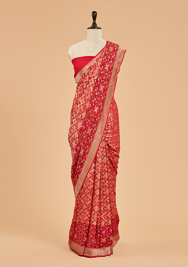 Red Patola Saree In Georgette