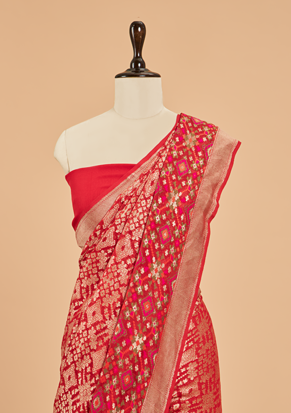 Red Patola Saree In Georgette