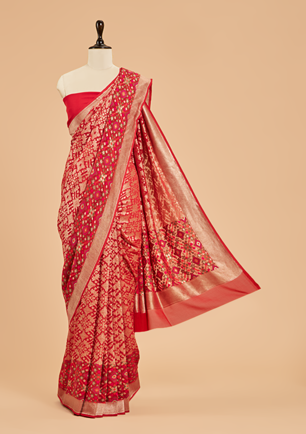 Red Patola Saree In Georgette