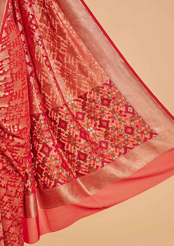 Red Patola Saree In Georgette